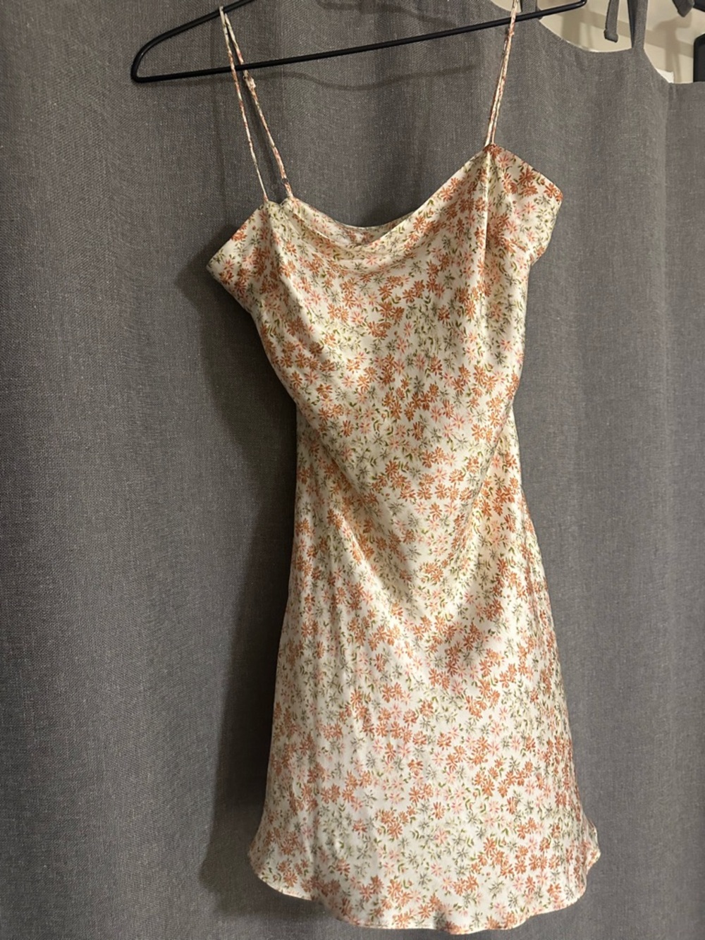 Dress Forum Cream Mini Slip Dress with Orange Floral Print